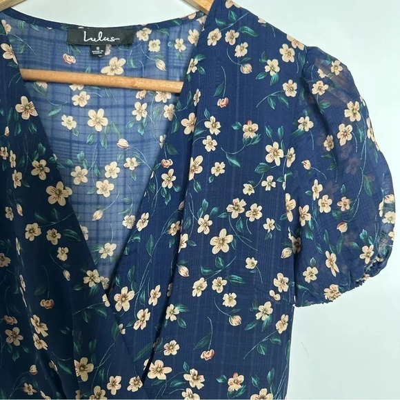 Lulus Petals and Poetry Navy Blue Floral Print Ruffled Midi Dress Size Small - Picture 5 of 14